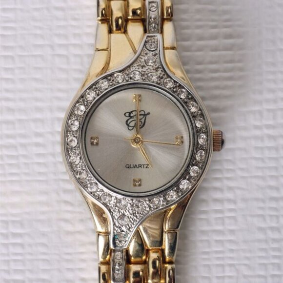 Beautiful Vintage EJ Quartz watch with rhinestones (runs GREAT) 7'' band - Picture 2 of 10
